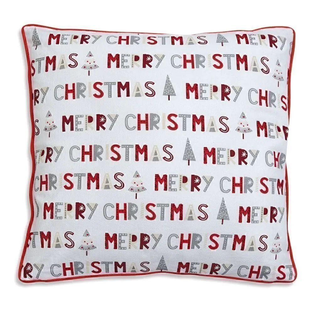 NEW! Farmhouse Whimsical Merry Christmas Throw Pillow Holiday Country Shabby
